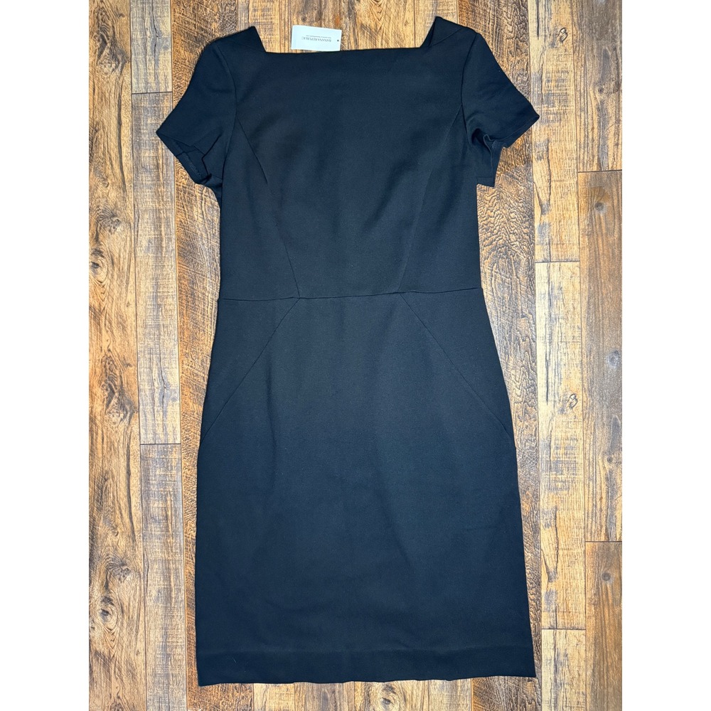 Banana‎ Republic Black Square Neck Short Sleeve Sheath Dress Size 14 NEW
